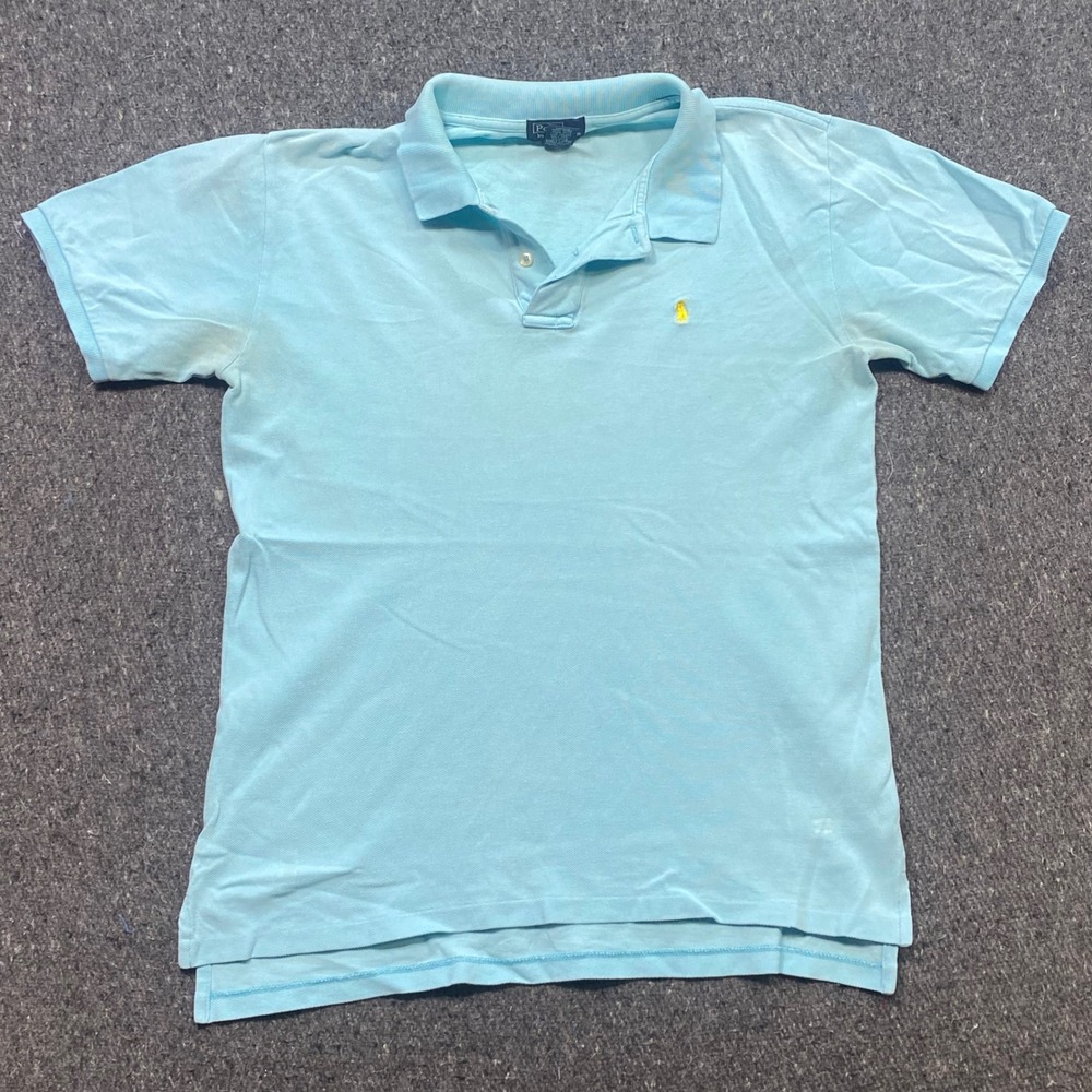 Polo‎ Ralph Lauren Polo Shirt Sz M Mens Light Blue Preppy Yellow Pony Logo Mesh
